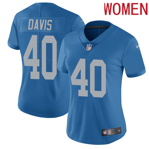 2019 Women Detroit Lions #40 Davis Blue Nike Vapor Untouchable Limited NFL Jersey style 2